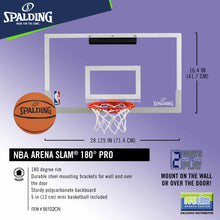 Load image into Gallery viewer, SPALDING NBA Arena Slam 180 Degrees Pro Backboard and Rim for Kids