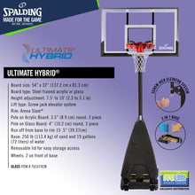 Load image into Gallery viewer, SPALDING Ultimate Hybrid Original Portable Backboard System (54" x 32" Board)