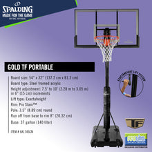 Load image into Gallery viewer, SPALDING Gold Series Original Portable Backboard System (54" x 32" Board)