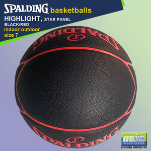 SPALDING Highlight Black/Red Original Indoor-Outdoor Basketball Size 7