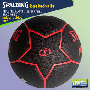 SPALDING Highlight Black/Red Original Indoor-Outdoor Basketball Size 7