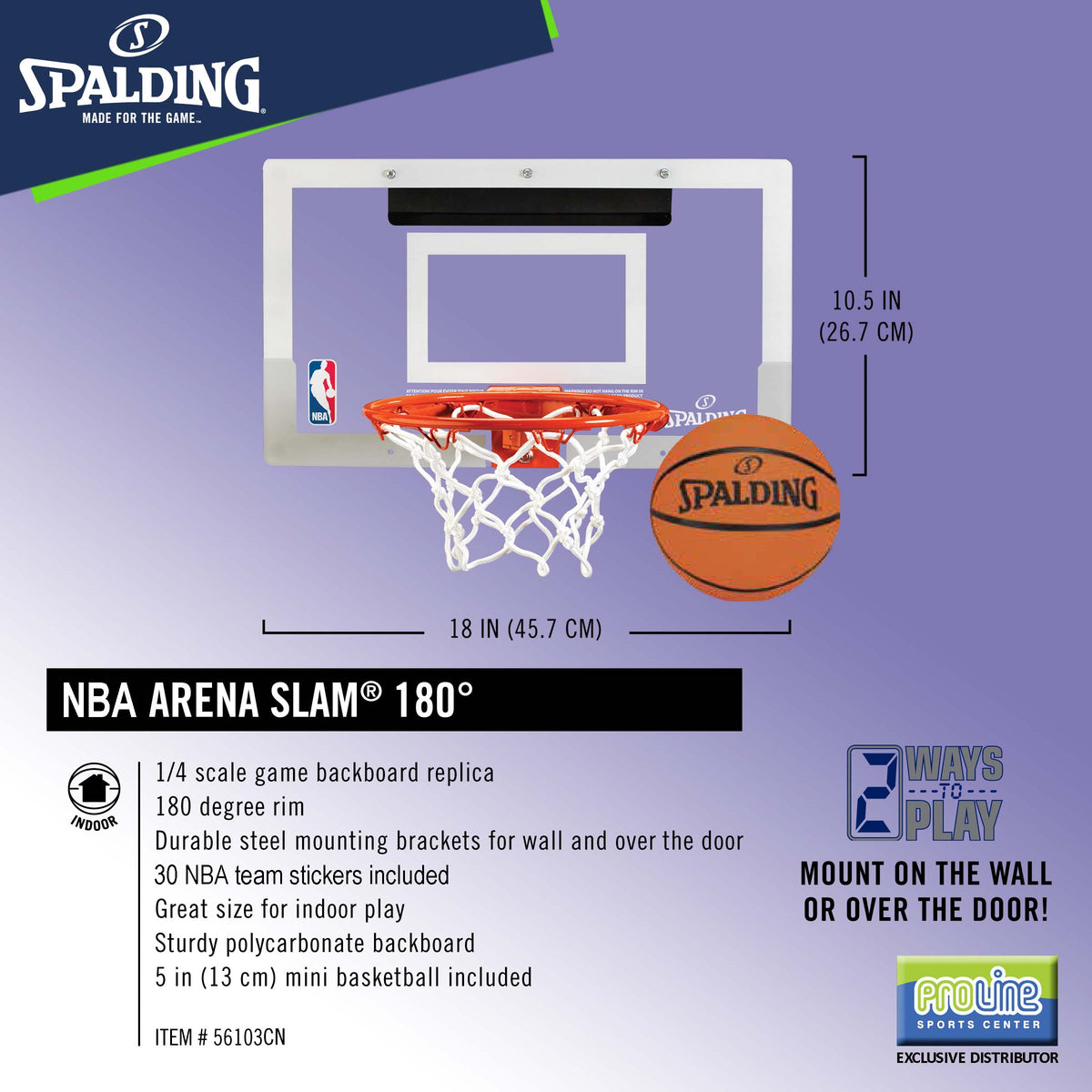SPALDING NBA Arena Slam 180 Degrees Backboard And Rim For