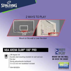 SPALDING NBA Arena Slam 180 Degrees Pro Backboard and Rim for Kids
