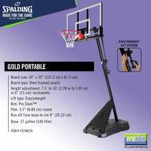 Load image into Gallery viewer, SPALDING Gold Series Original Portable Backboard System (54&quot; x 32&quot; Board)
